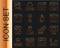 Set line Data analysis, Cloud technology data transfer, File missing, Browser files, Search concept with folder and Royalty Free Stock Photo