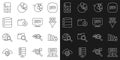 Set line Data analysis, Financial growth decrease, Binary code, Pie chart infographic, Folder and lock, Server Royalty Free Stock Photo