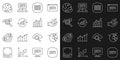 Set line Data analysis, Pie chart infographic, Binary code, Search data, Financial growth and icon. Vector Royalty Free Stock Photo