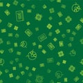 Set line Data analysis, Pie chart infographic and Processor CPU on seamless pattern. Vector Royalty Free Stock Photo