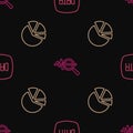 Set line Data analysis, Pie chart infographic and Search data on seamless pattern. Vector Royalty Free Stock Photo