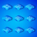 Set line Data analysis, Server, Data, Web Hosting, Hangar with servers, stream, Browser files, Computer network Royalty Free Stock Photo