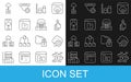Set line Data stream, Cloud technology data transfer, export, analysis, File missing, and Hangar with servers icon Royalty Free Stock Photo