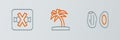 Set line Date fruit, No sweets and Tropical palm tree icon. Vector