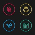 Set line Debugging, Browser files, Processor and Computer icon. Vector