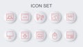 Set line Debugging, Computer monitor screen, mouse, Browser with shield, Search engine, System and icon. Vector Royalty Free Stock Photo