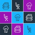 Set line Delete file document, Cloud database and Office chair icon. Vector Royalty Free Stock Photo