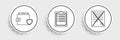 Set line Delete file document, Wallet and money with shield and Clipboard checklist icon. Vector