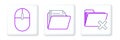 Set line Delete folder, Computer mouse and Document icon. Vector