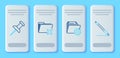 Set line Delete folder, Folder settings with gears, Push pin and Pen line icon. Vector