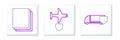 Set line Delivery cargo truck with shield, Clean paper and Plane icon. Vector Royalty Free Stock Photo