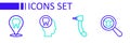 Set line Dental search, Tooth drill, Toothache and clinic location icon. Vector