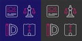 Set line Depth measurement, Protractor and ruler, Scales of justice and Area icon. Vector
