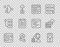 Set line Different files, Cloud technology data transfer, Search engine, hacking, Filter setting, Server, Data report Royalty Free Stock Photo
