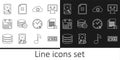 Set line Digital alarm clock, Delete file document, Cloud sync refresh, Setting database server, Calendar, Hard disk Royalty Free Stock Photo