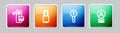Set line Digital door lock, Lock, Undefined key and Create account screen. Colorful square button. Vector
