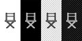 Set line Director movie chair icon isolated on black and white background. Film industry. Vector Royalty Free Stock Photo