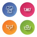 Set line Dirty t-shirt, Temperature wash, Washing modes and Time. Color circle button. Vector