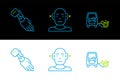 Set line Disabled car, Prosthesis hand and Deaf icon. Vector