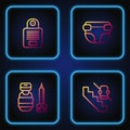 Set line Disabled elevator, Syringe, Intercom and Adult diaper. Gradient color icons. Vector