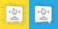 Set line Disassembled robot icon isolated on yellow and blue background. Artificial intelligence, machine learning