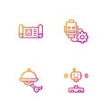 Set line Disassembled robot, Waiter, Robot blueprint and setting. Gradient color icons. Vector