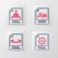 Set line DLL file document, XML, OTF and OBJ icon. Vector Royalty Free Stock Photo