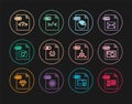 Set line DOC file document, BMP, PPT, JS, RAW, PHP, OBJ and XSL icon. Vector Royalty Free Stock Photo