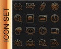 Set line Document and cursor, Monitor phone, Clock, Chain link, Address book, Create account screen, Speech bubble chat