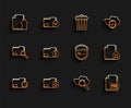 Set line Document folder with clock, Add new, Upload file document, Search cloud computing, PSD, Unknown, Delete and Royalty Free Stock Photo