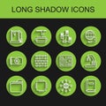 Set line Document folder, Processor with microcircuits CPU, 3D printer, Social network, User manual, Binary code Royalty Free Stock Photo