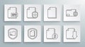 Set line Document folder protection, concept, Finance document, with download, and EPS file icon. Vector Royalty Free Stock Photo
