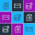 Set line Document with graph chart, Envelope and Mail and e-mail icon. Vector Royalty Free Stock Photo