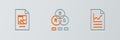 Set line Document with graph chart, File document and RGB color mixing icon. Vector Royalty Free Stock Photo
