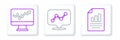 Set line Document with graph chart, Monitor and Graph infographic icon. Vector Royalty Free Stock Photo