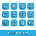 Set line Document and lock, Binary code, NFT Digital crypto art, Mobile with store app, Cyber security, and blockchain Royalty Free Stock Photo