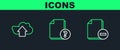 Set line Document with minus, Cloud upload and Unknown document icon. Vector