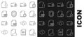Set line Document with minus, folder and check mark, Add new, protection concept, PDF file document, Upload and clock Royalty Free Stock Photo