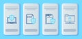 Set line Document protection concept, SD card and shield, Laptop protected with and FTP folder lock icon. Vector