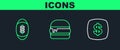 Set line Dollar symbol, American Football ball and Burger icon. Vector