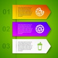 Set line Donut, , Glass with water and Taco tortilla. Business infographic template. Vector