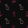 Set line Door handle, Open padlock and Old key on seamless pattern. Vector Royalty Free Stock Photo