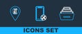 Set line Drawer with documents, Location service and Mobile icon. Vector Royalty Free Stock Photo