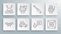 Set line Drone, Broken robot, Autonomous smart car, Bot, Processor with microcircuits CPU, Screwdriver, Robot and Royalty Free Stock Photo