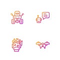 Set line Drone, Robot burned out, Mars rover and Bot. Gradient color icons. Vector Royalty Free Stock Photo