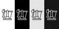 Set line Drop in crude oil price icon isolated on black and white, transparent background. Oil industry crisis concept Royalty Free Stock Photo