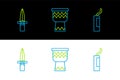 Set line Dynamite bomb, Dagger and Drum icon. Vector