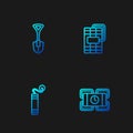 Set line Dynamite, Shovel and . Gradient color icons. Vector