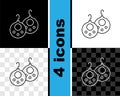 Set line Earrings icon isolated on black and white, transparent background. Jewelry accessories. Vector Royalty Free Stock Photo