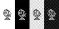 Set line Earth globe icon isolated on black and white, transparent background. Vector Royalty Free Stock Photo